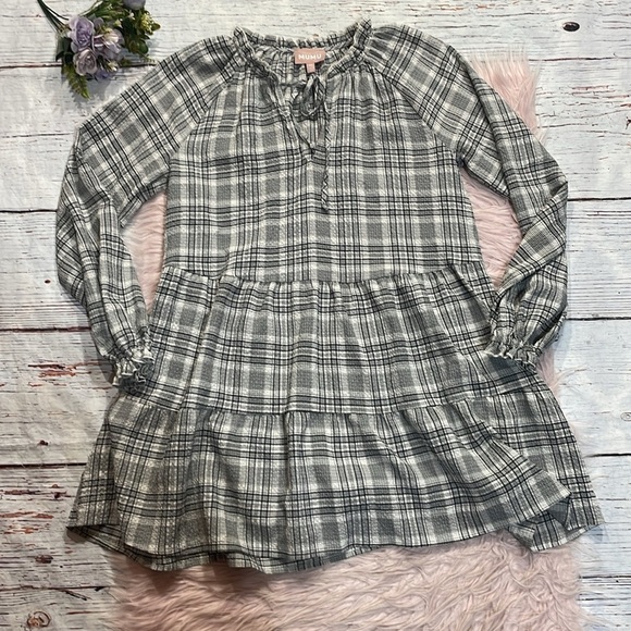 Show Me Your MUMU Birdie Mini Dress in Windowpane Plaid - Picture 2 of 9